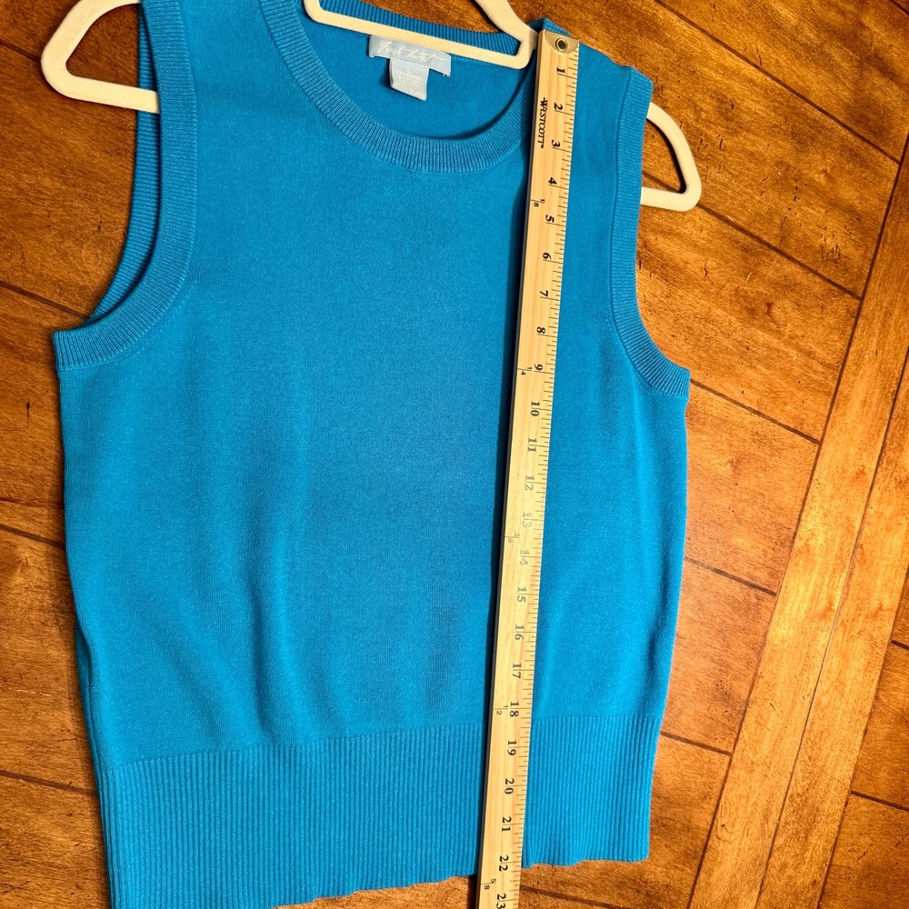 Fresh Twist Blue 3/4 Sleeve Cardigan‎ & Sleeveless Sweater Top Women's Size L - Picture 15 of 16